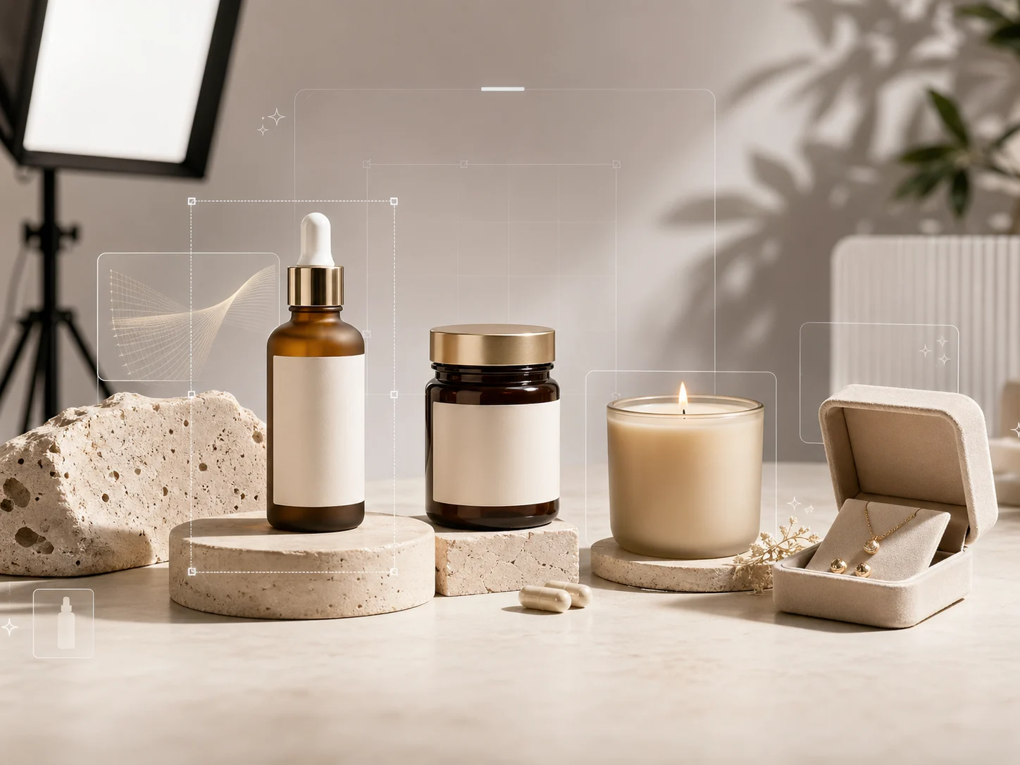 Ảnh sản phẩm lifestyle được tạo bởi AI cho thấy một chai nước trên đường mòn leo núi với ánh sáng tự nhiên