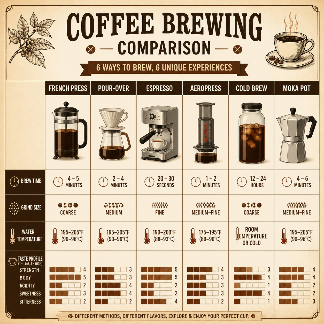 Coffee Brewing Methods Infographic — GPT Image 2 Prompt | Image2
